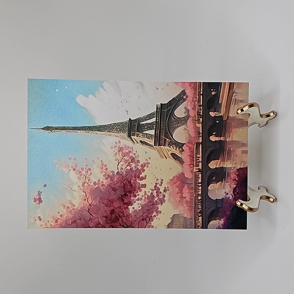Paris Eiffel Tower Floral Fantasy Watercolor Oil Painting Art Print - Picture 2 of 8